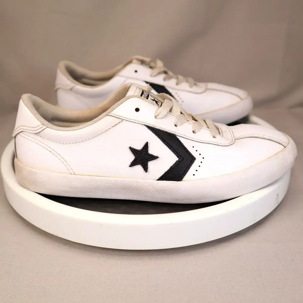 CONVERSE All Star Player Ox Youth Size 3 Shoes White Black Leather Sneakers